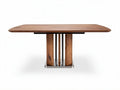 Solid wood dining table with stainless steel base and curved edges 200 x 100 x 75cm