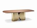 Wooden dining table with brass base in oval shape 200 x 100 x 75cm