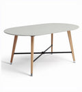 Modern oval shaped dining table with wooden legs and metal support 120 x 70 x 75cm