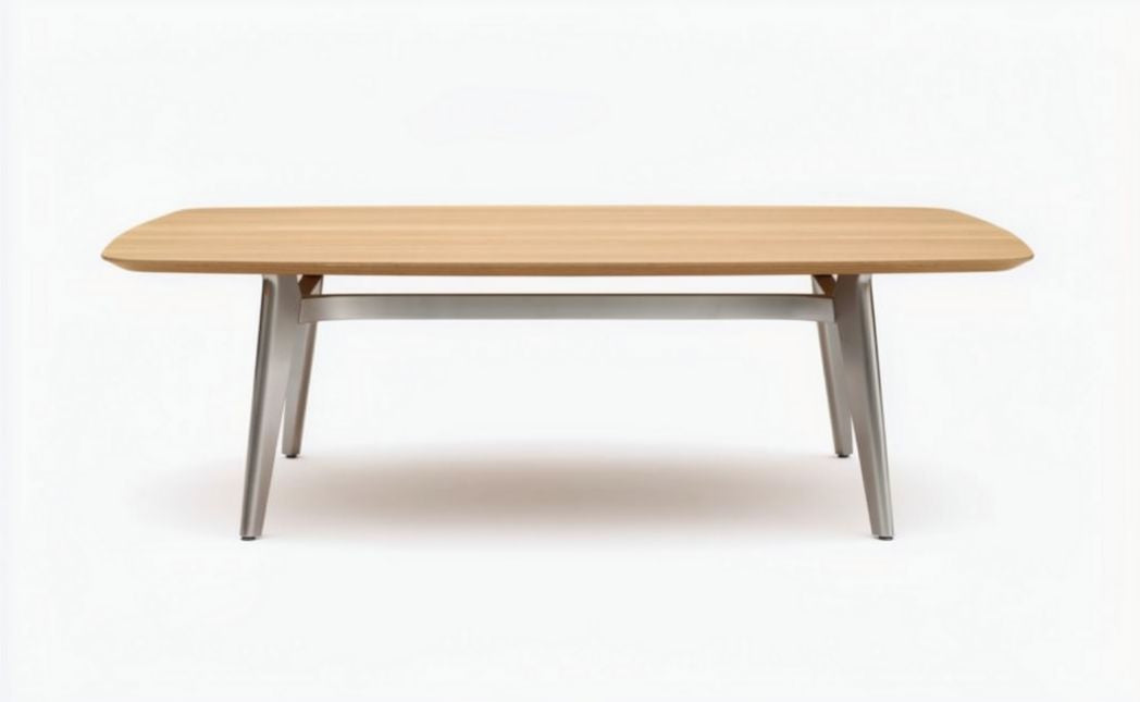 Wooden coffee table with stainless steel frame 140 x 70 x 75cm