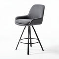 Gray upholstered bar stool with metal frame and footrest 40 x 40 x 100cm