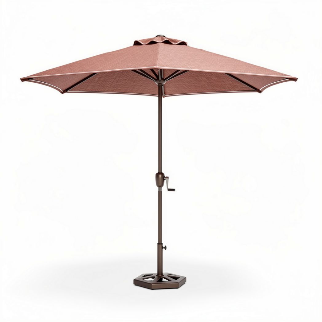 Outdoor patio umbrella with a bronze aluminum frame and UV protection 9ft