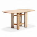 Wooden coffee table with ellipse top and cylindrical legs 120 x 75 x 75cm