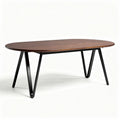 Wooden oval dining table with black metal legs 200 x 100 x 75cm