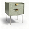 Green nightstand with two drawers and metallic legs 40 x 40 x 55cm