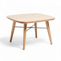 Square wooden coffee table with metal support 80 x 80 x 40cm natural finish