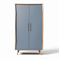 Modern blue cabinet with wooden frame storage solution 60 x 40 x 120cm