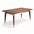 Wooden dining table with metal accents 150 x 80 x 75cm walnut finish
