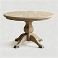 Round wooden dining table with pedestal base in natural finish 120 x 120 x 75cm