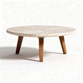 Marble coffee table with wooden legs 80 x 80 x 40cm for living room use