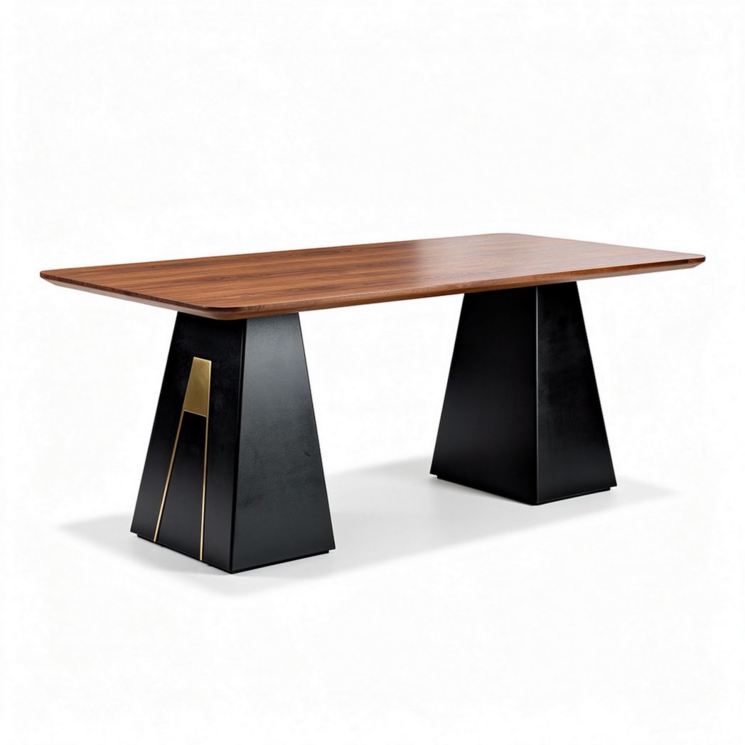 Wooden dining table with black metal legs 200 x 100 x 75cm