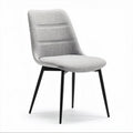 Upholstered dining chair in light grey fabric with black metal legs 45 x 50 x 90cm