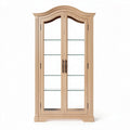 Glass display cabinet with wood frame and two doors 75 x 40 x 180cm